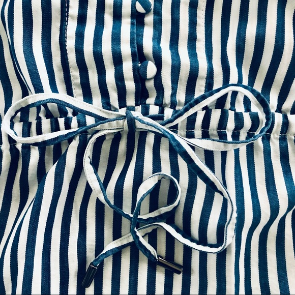 PAIGE Haidee Shift Drawstring Dress in White / Bluebell Stripe S - Picture 9 of 11